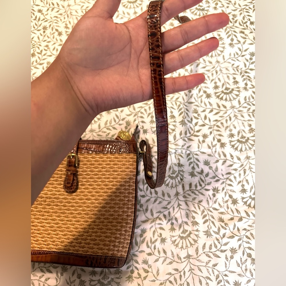 Brahmin Tisbury Collection Woven Straw & Croc Leather Purse/Crossbody - Picture 10 of 16